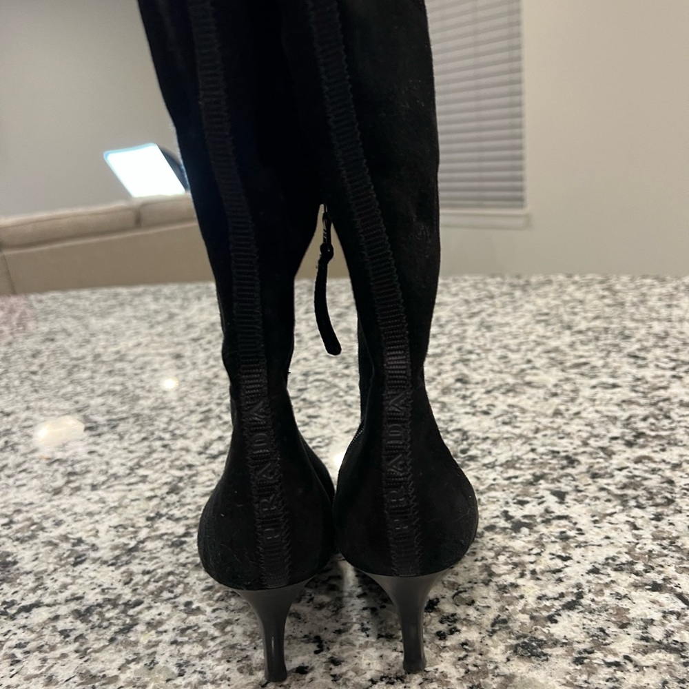 Prada tall suede heeled boots - Picture 6 of 15